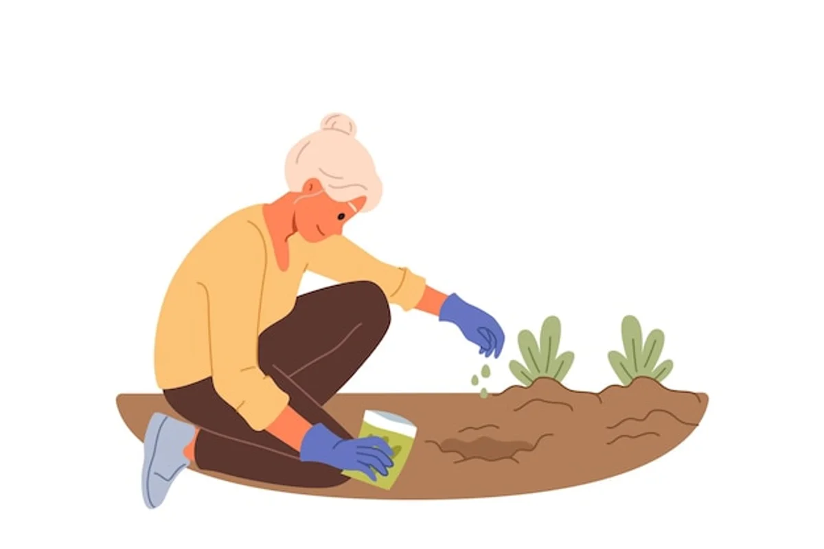 elderly gardening with old seeds