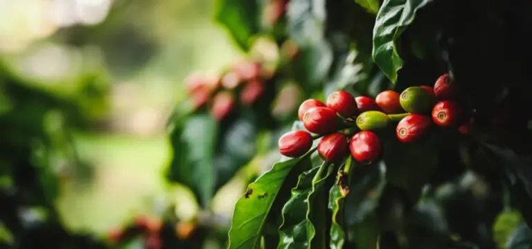 coffee grounds in bean garden closeup vibrant