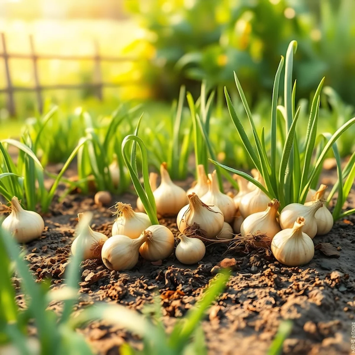 garlic plants in garden natural pest repellent