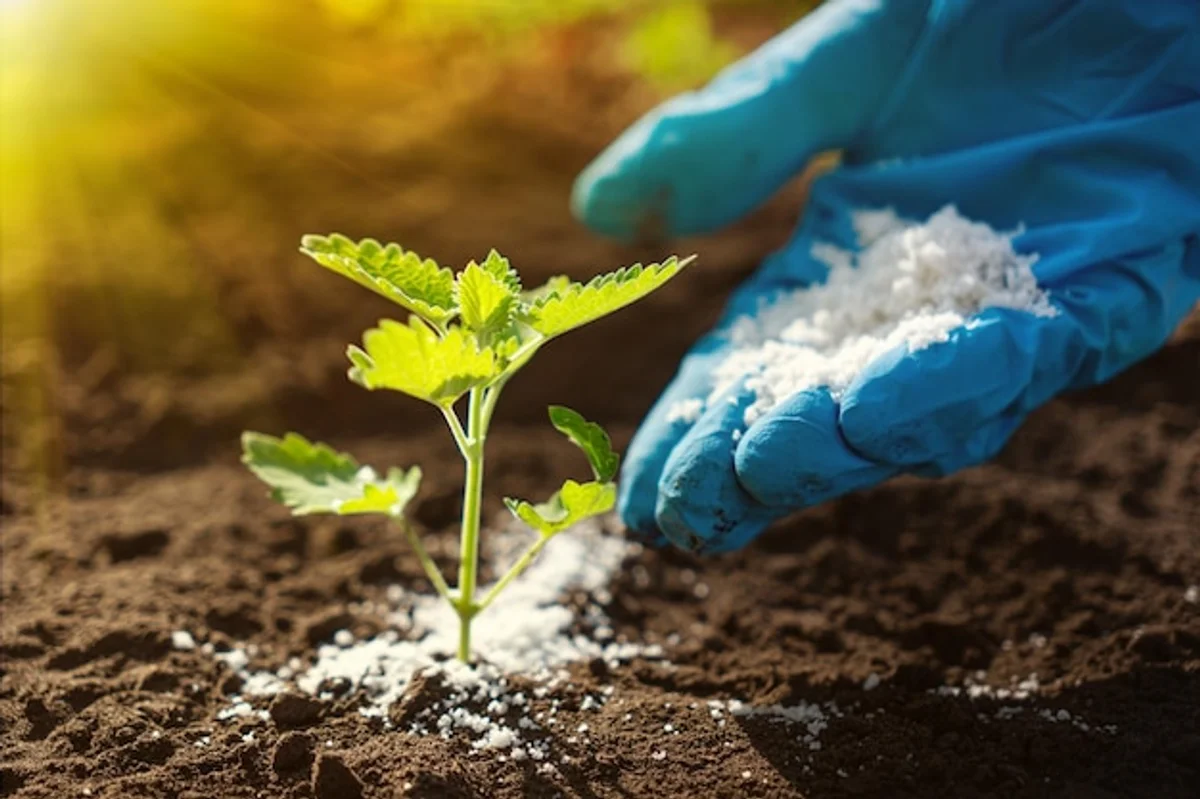 close up natural fertilizer hands soil