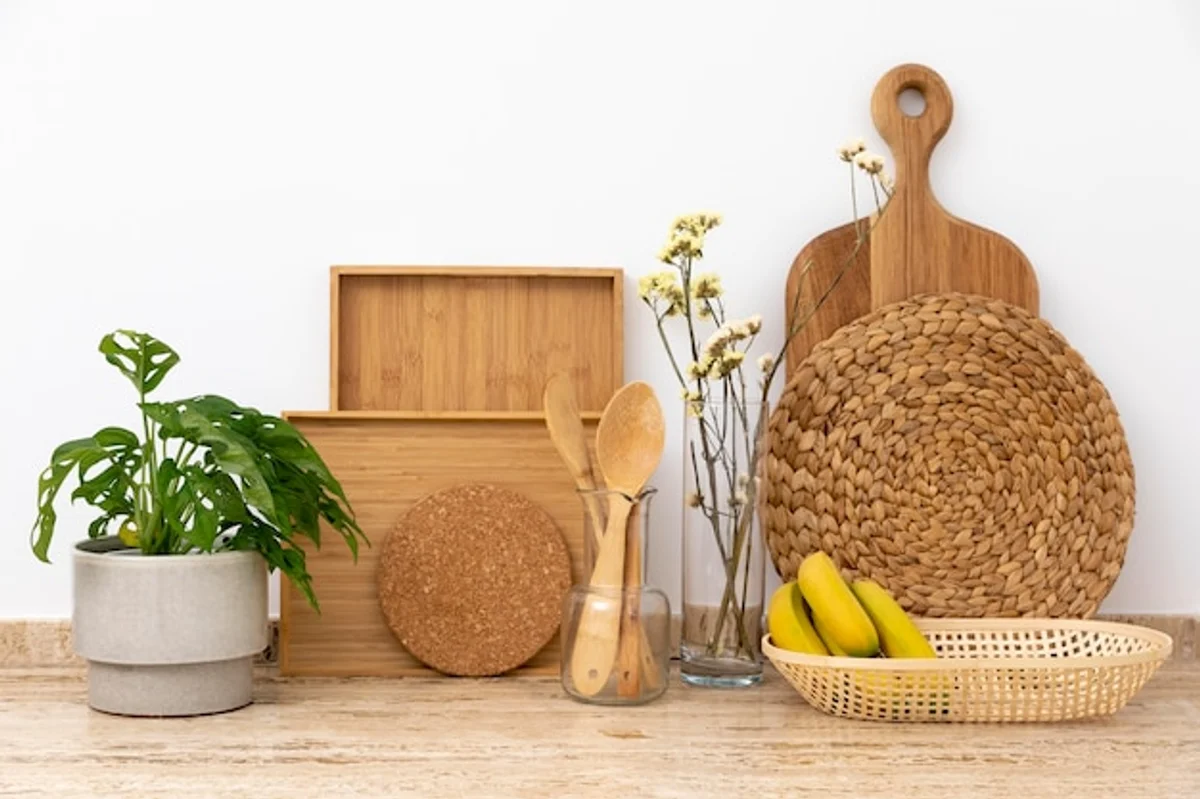 modern feng shui kitchen with indoor plants