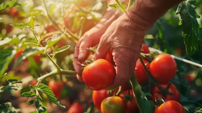 garden fresh red tomatoes sunlight close up