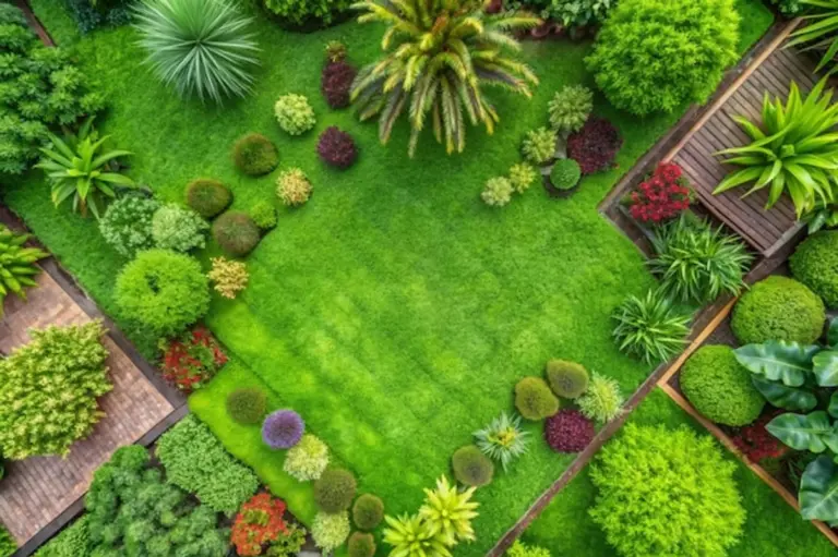 herb lawn mixed with grass top view