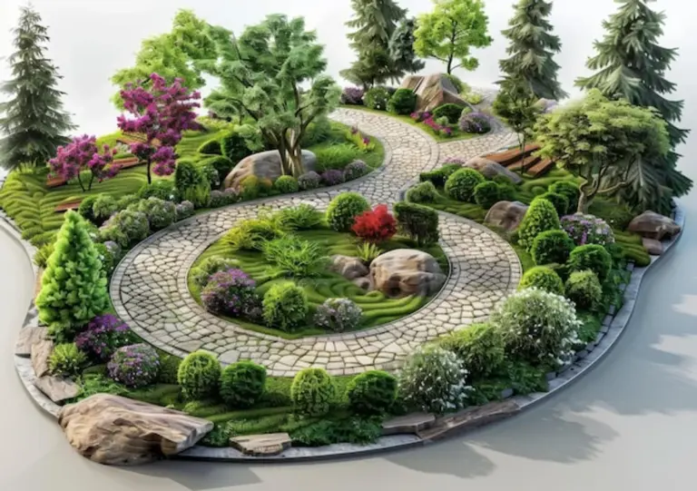 old stone garden pathway creative landscaping Germany