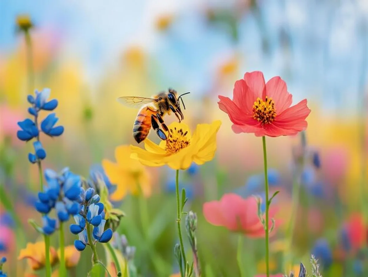 insects wildflowers buzzing garden macro