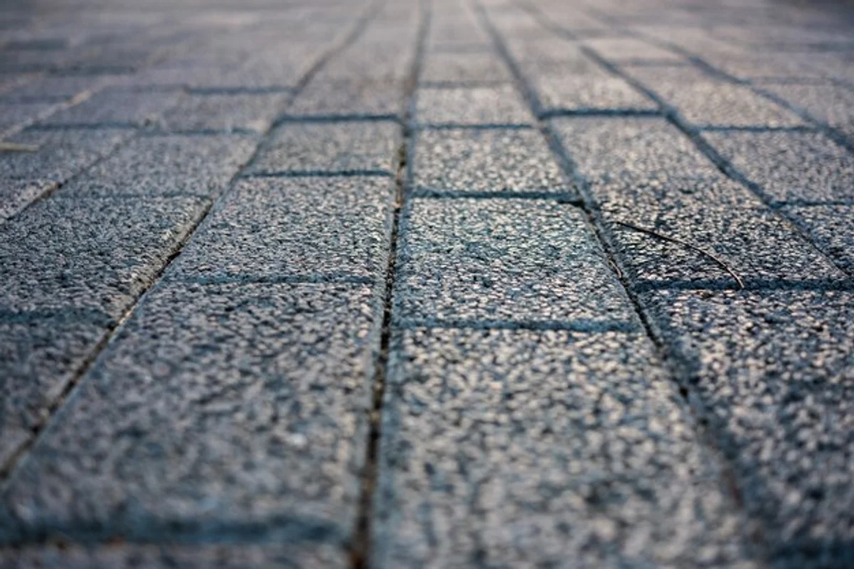 vintage brick garden path close up