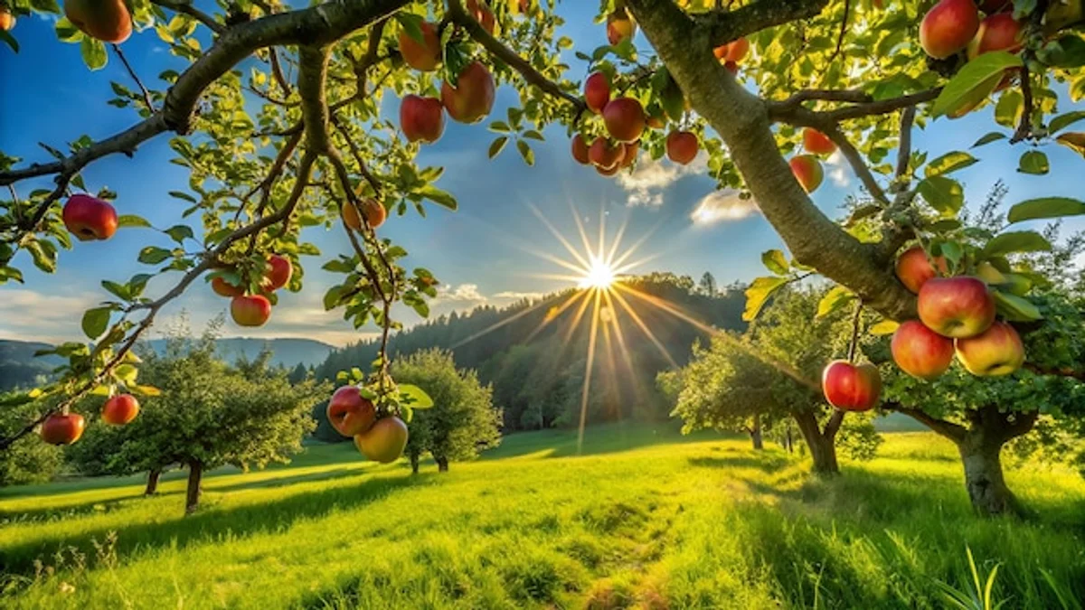 apple tree in german backyard sustainable gardening