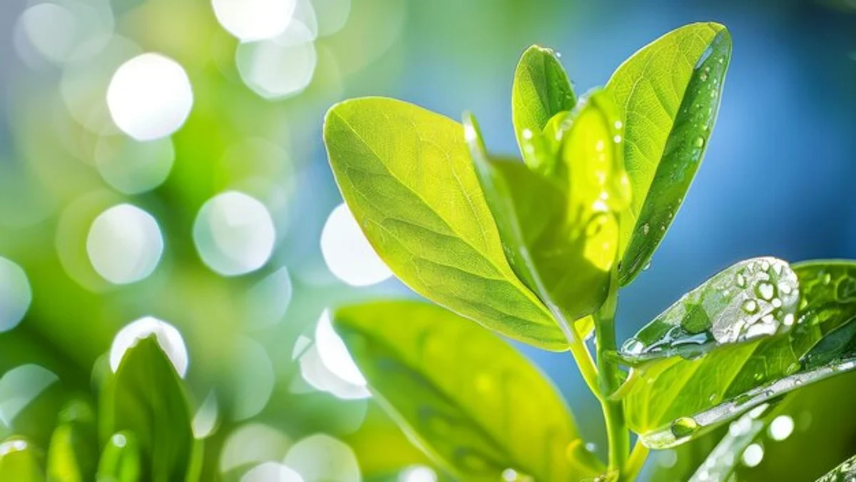 close up plant watering garden fresh green leaves