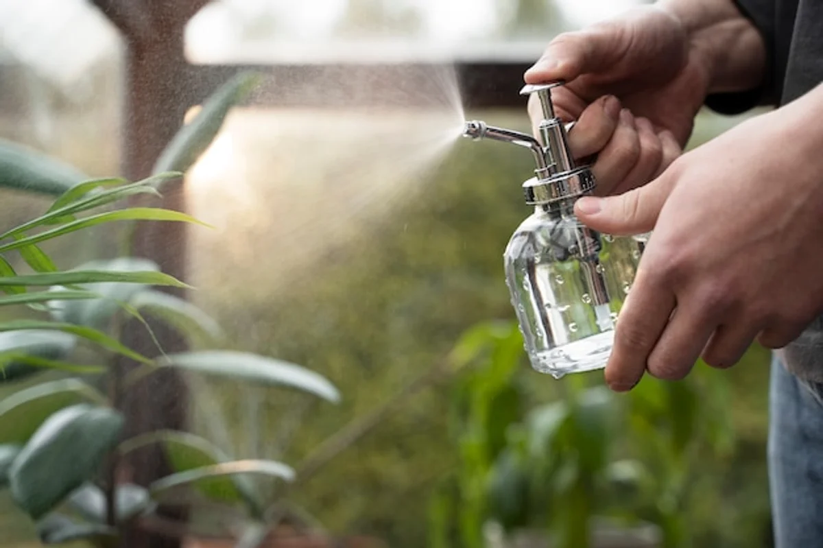 watering houseplants close up insect prevention
