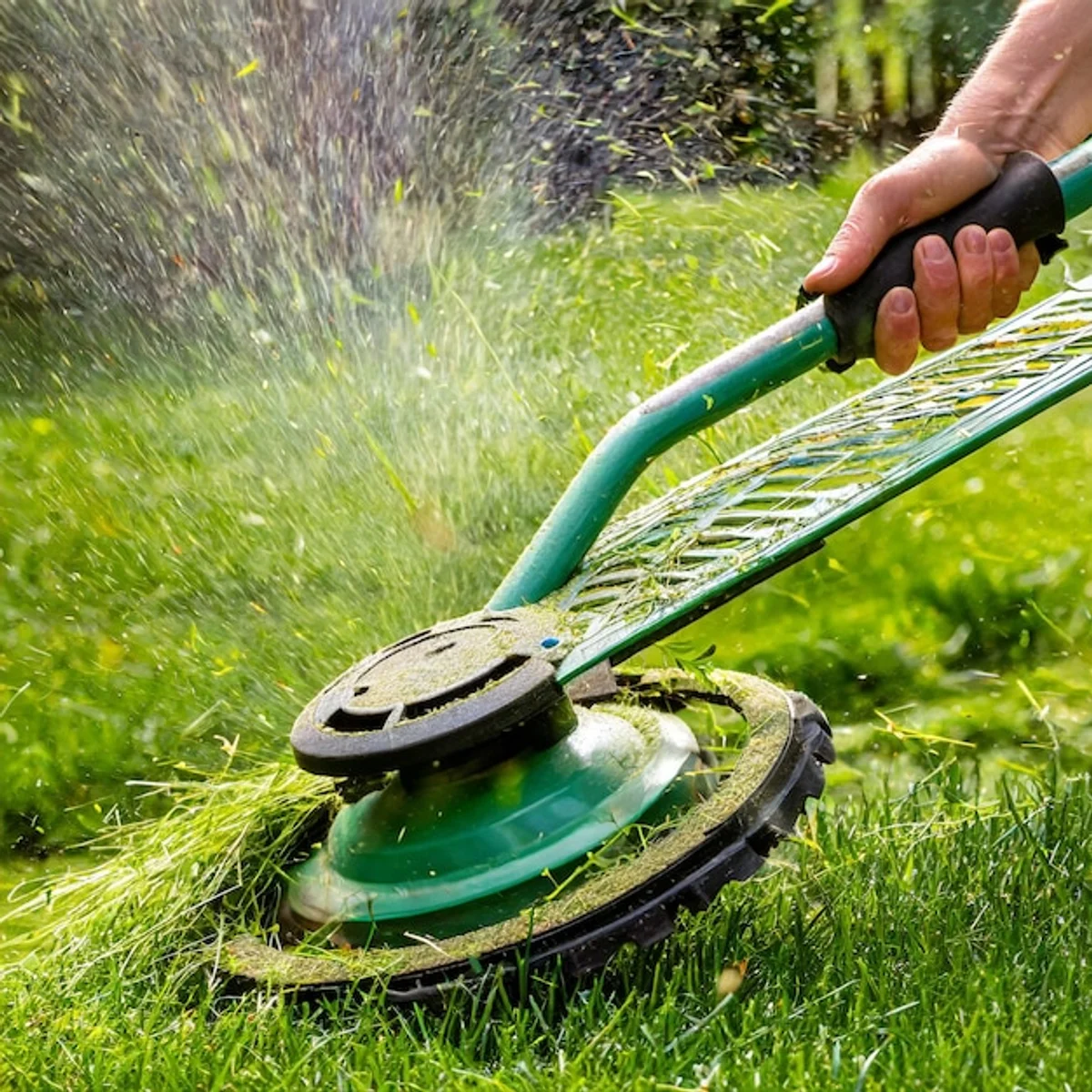 eco friendly lawn care tools and hands gardening