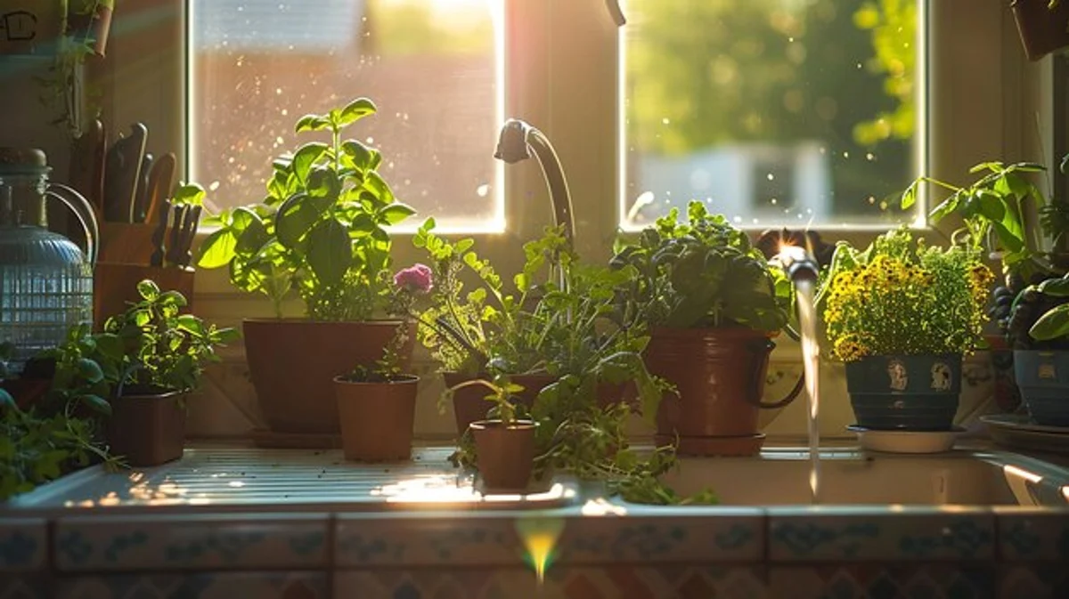homegrown seedlings on window sill