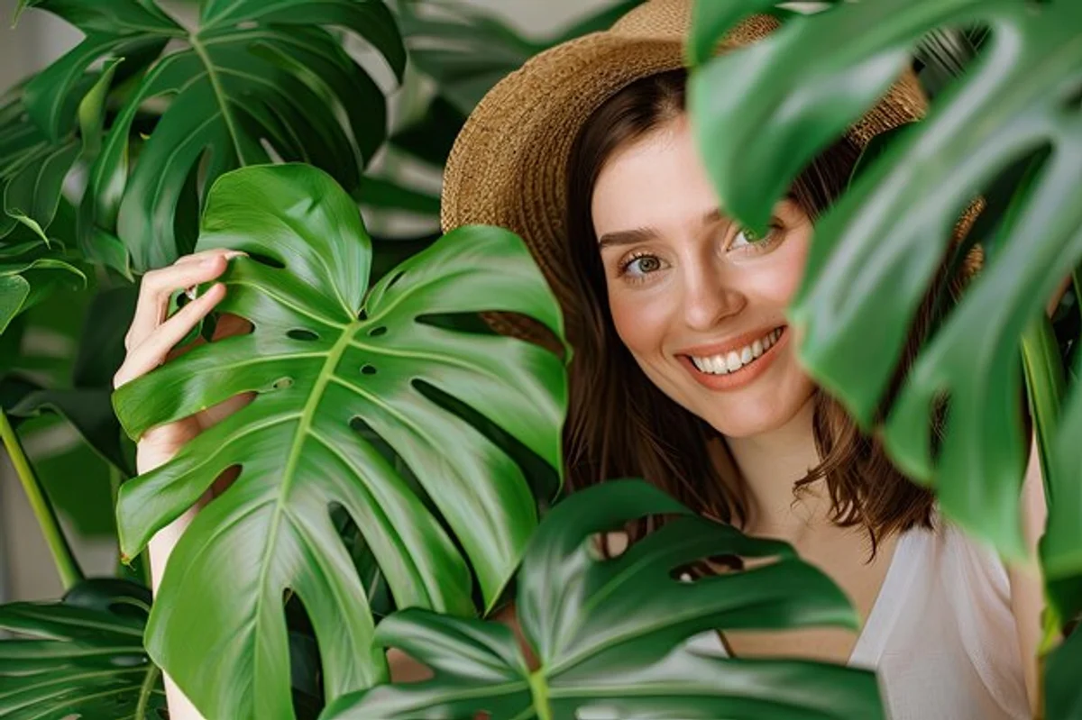stylish german living room monstera plant