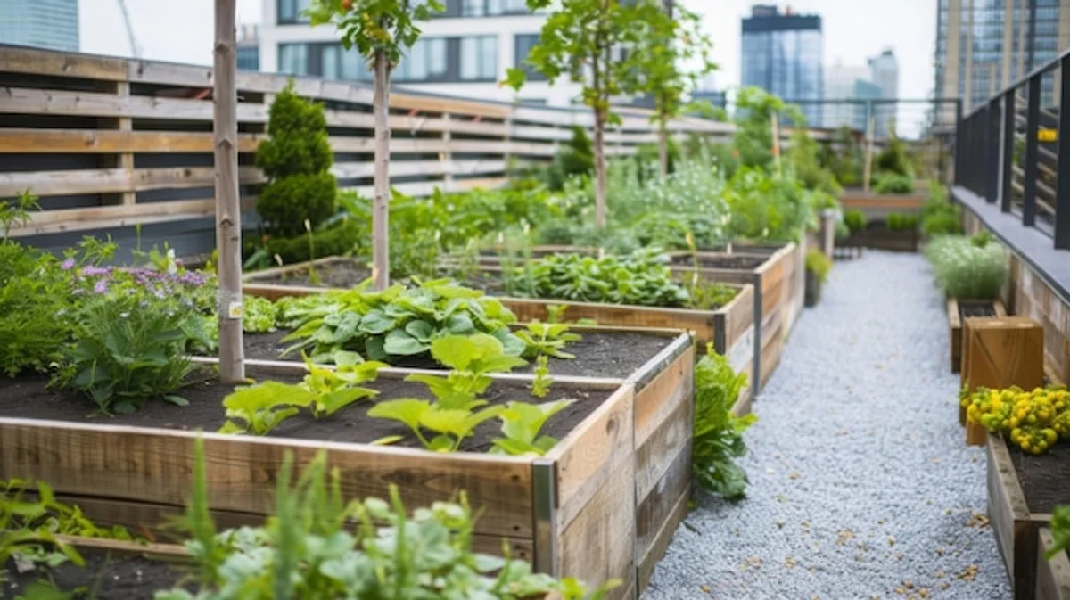 senior friendly garden design with raised beds