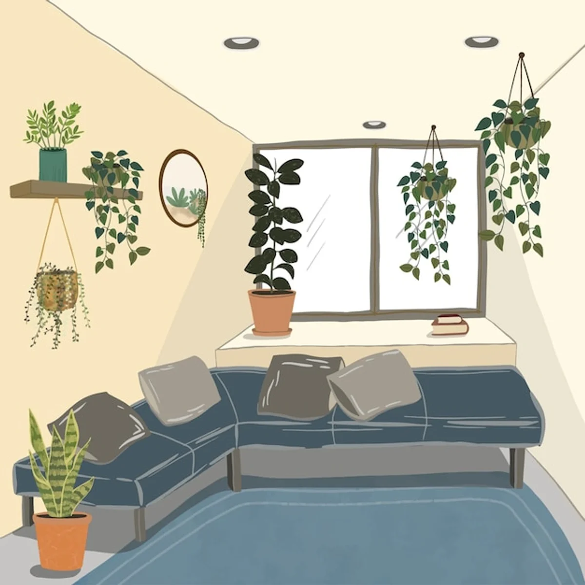 indoor plants bright indirect light living room stylish