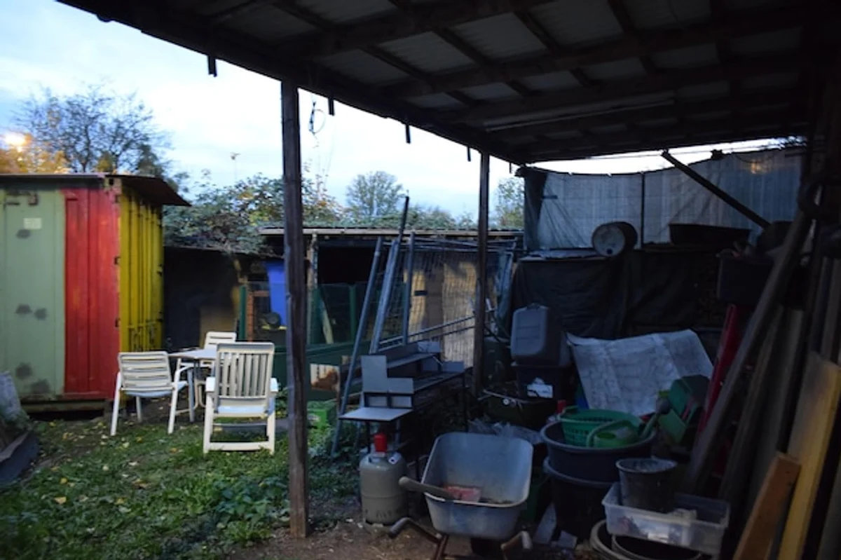 homemade compost heap close-up german allotment