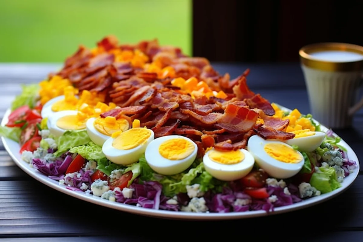 salad with boiled eggs close up freshness