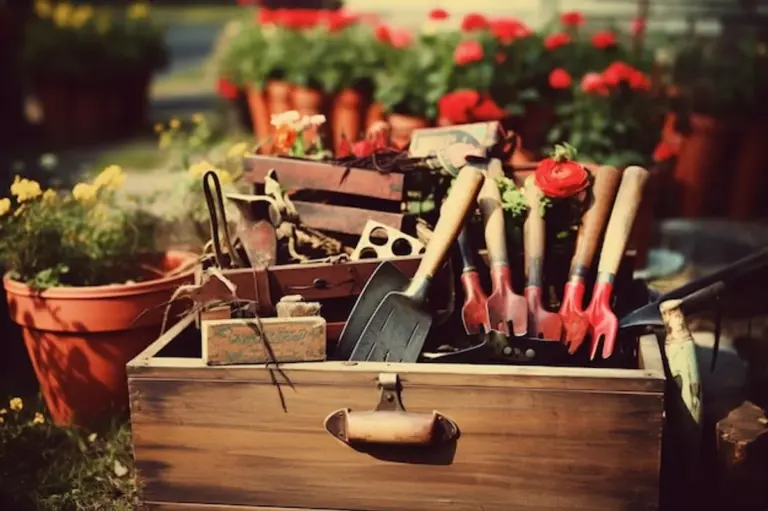 garden tools rusty and organized storage