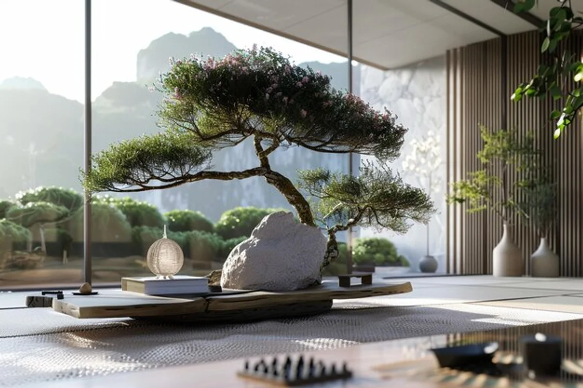 feng shui house interior with plants harmonious