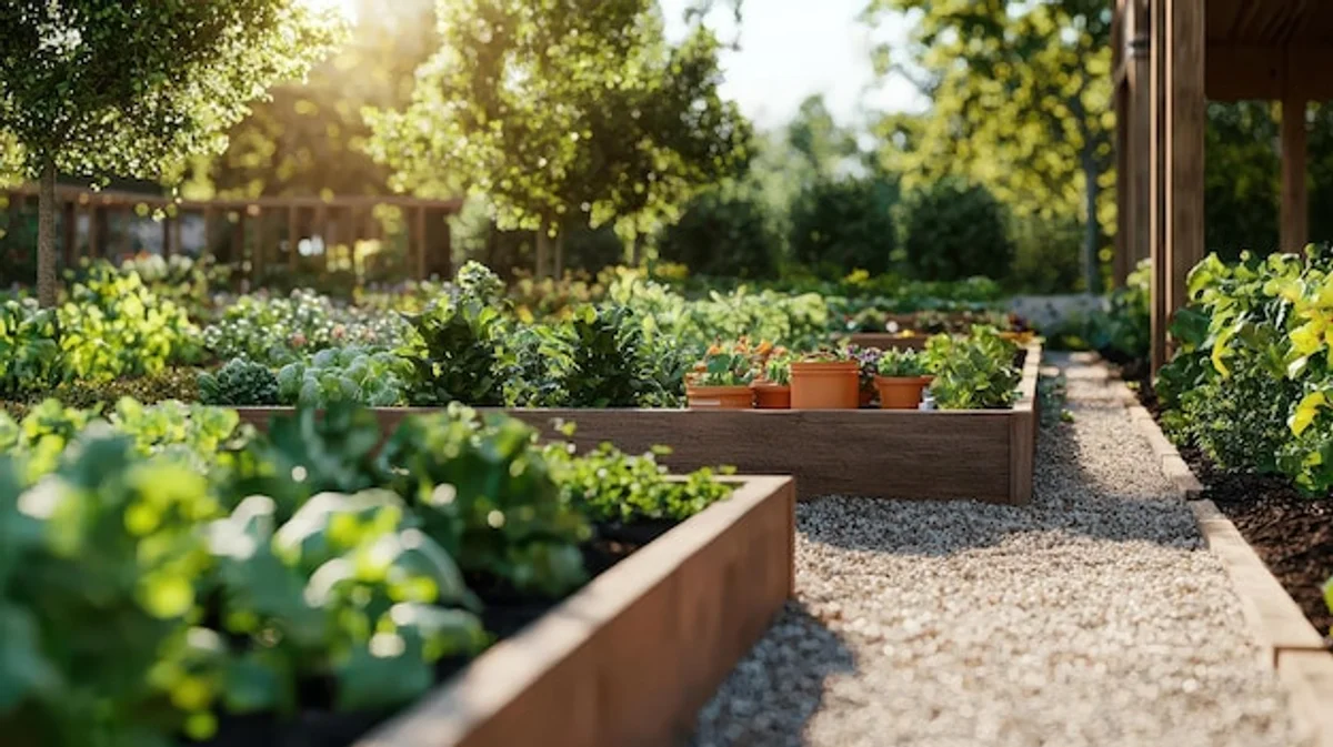 mulched vegetable garden summer Germany