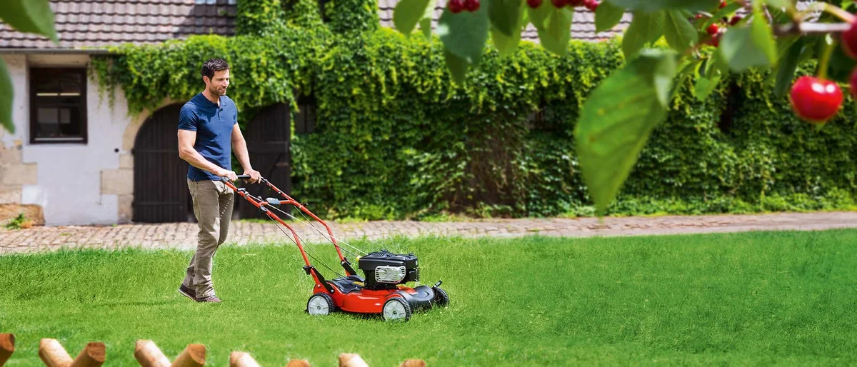 lawn mowing in summer close crop mulch protection Germany