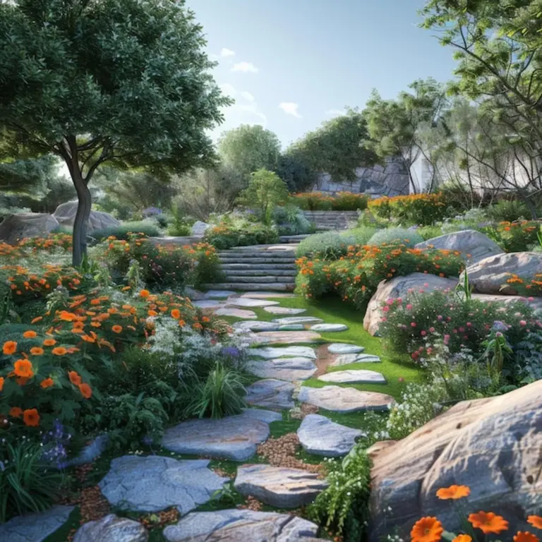 feng shui garden relaxation sunlight path
