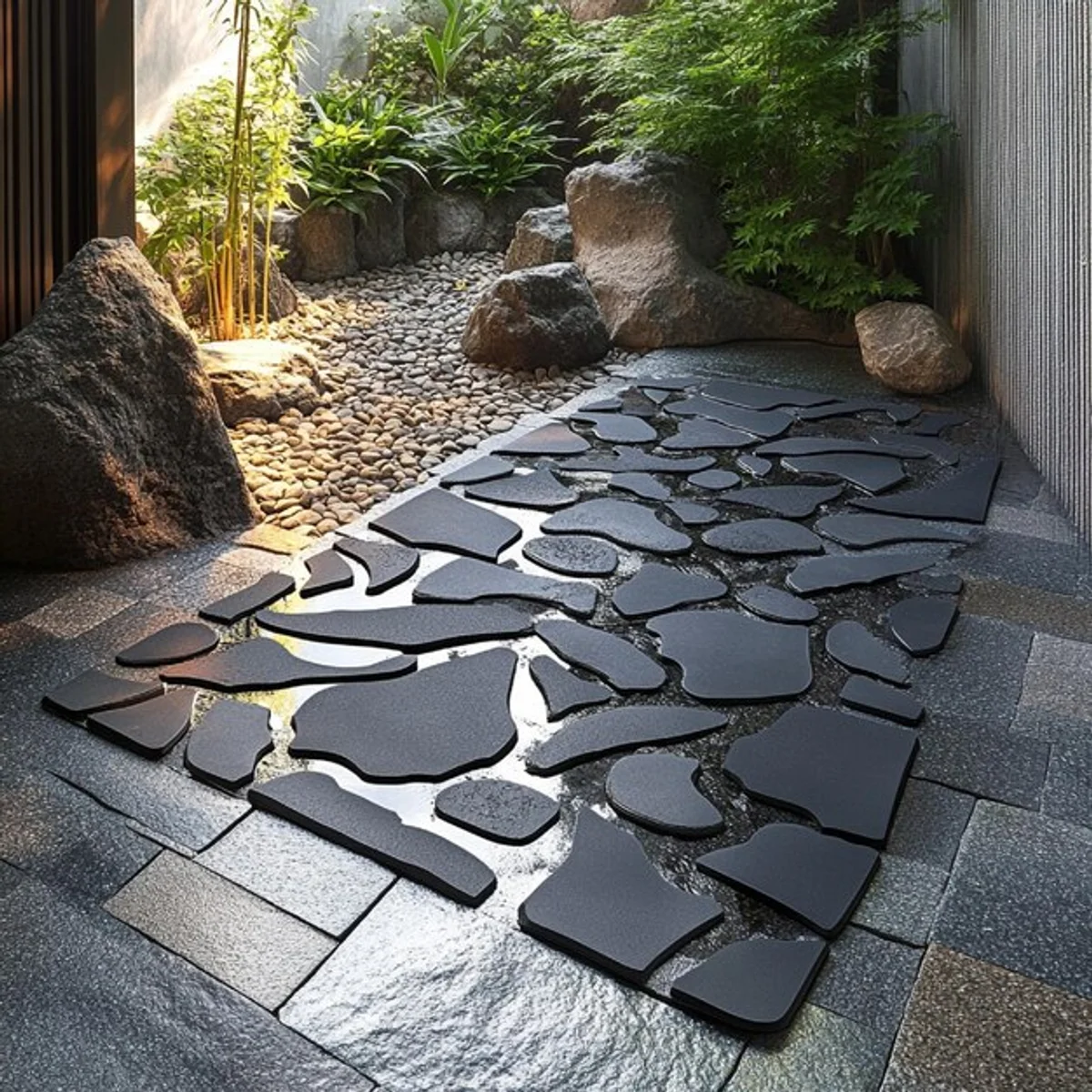 recycled rubber path in garden inspiration