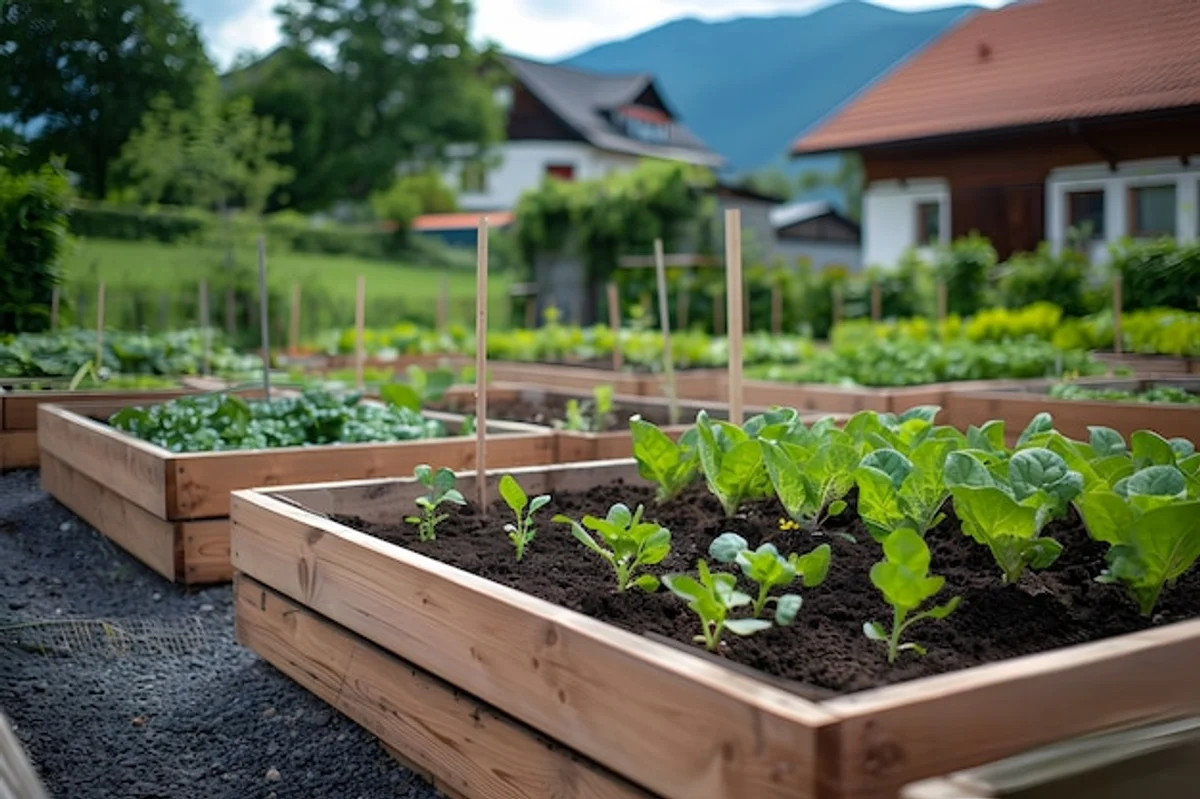 German gardener planting homegrown seedlings outdoor