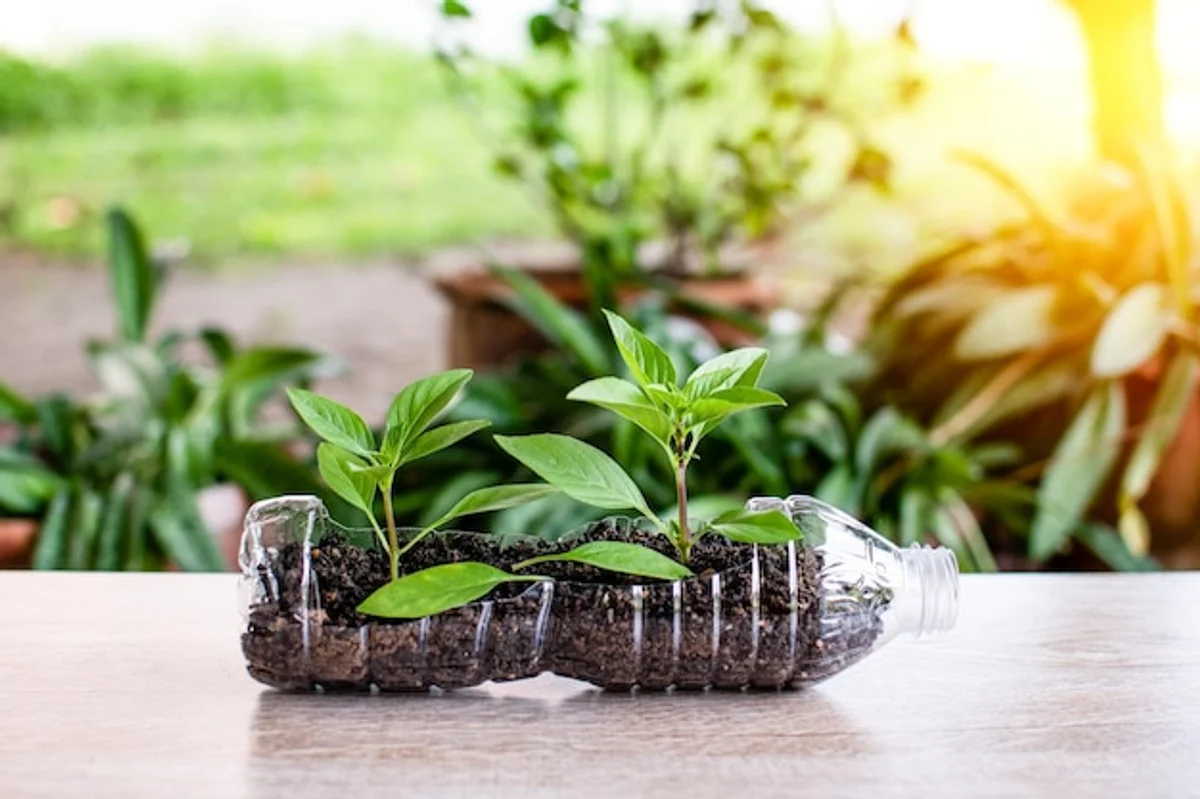 close-up recycled plastic gardening tool eco friendly